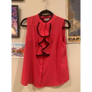 Pink & Black Calvin Klein Ruffle Blouse